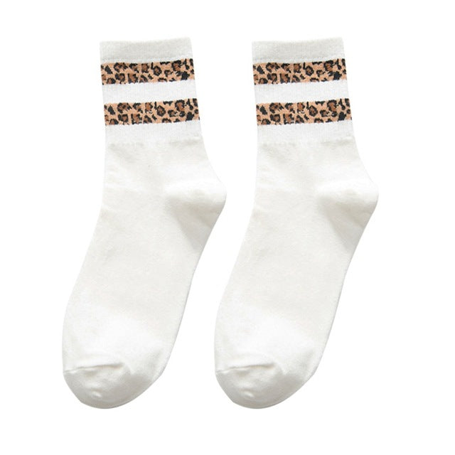 Soft Women's Leopard Print Mid Length Socks