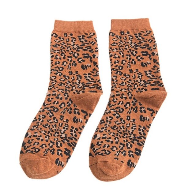 Soft Women's Leopard Print Mid Length Socks