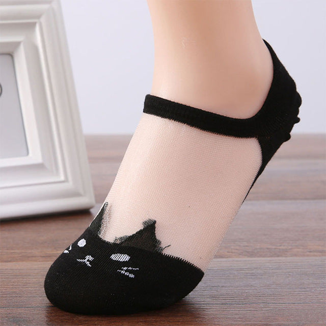Cute Ultra Thin Crystal Silk Low Ankle Socks