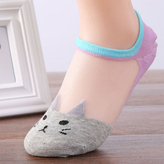 Cute Ultra Thin Crystal Silk Low Ankle Socks