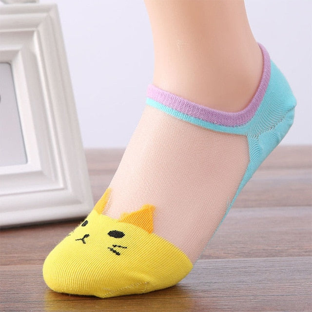 Cute Ultra Thin Crystal Silk Low Ankle Socks