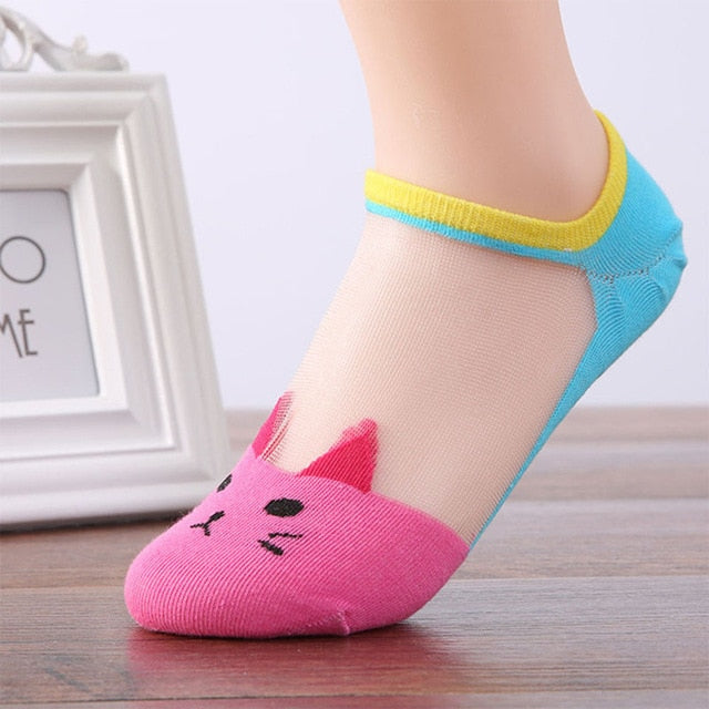 Cute Ultra Thin Crystal Silk Low Ankle Socks