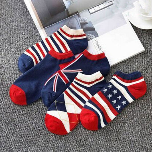 Stylish Plaid Knitting Men's Cotton Low Socks