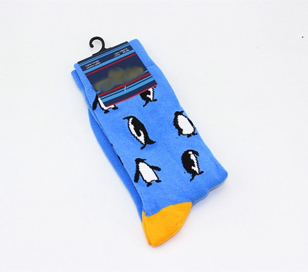 New Mens sock Brand Cactus Panda Monkey Pattern Hip hop Cool Socks for Men Winter Thick Long Skate Funny Socks Colorful EUR40-47