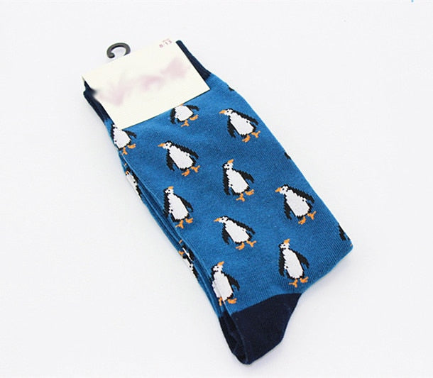 New Mens sock Brand Cactus Panda Monkey Pattern Hip hop Cool Socks for Men Winter Thick Long Skate Funny Socks Colorful EUR40-47