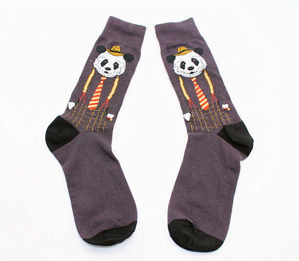 New Mens sock Brand Cactus Panda Monkey Pattern Hip hop Cool Socks for Men Winter Thick Long Skate Funny Socks Colorful EUR40-47