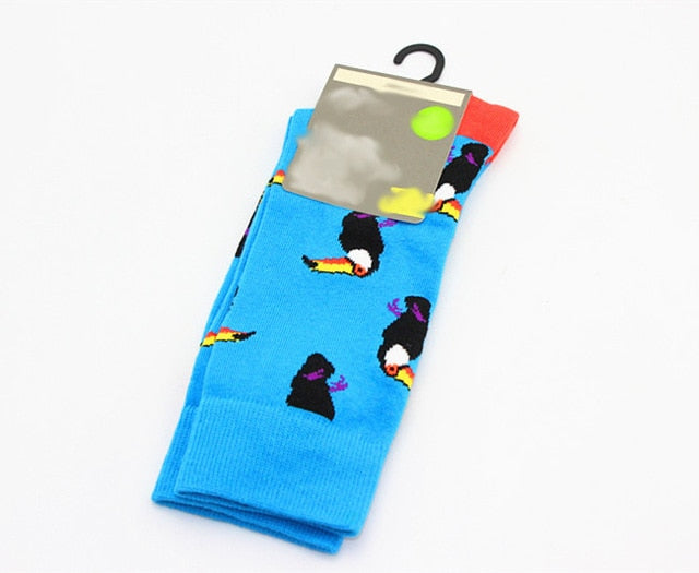 New Mens sock Brand Cactus Panda Monkey Pattern Hip hop Cool Socks for Men Winter Thick Long Skate Funny Socks Colorful EUR40-47