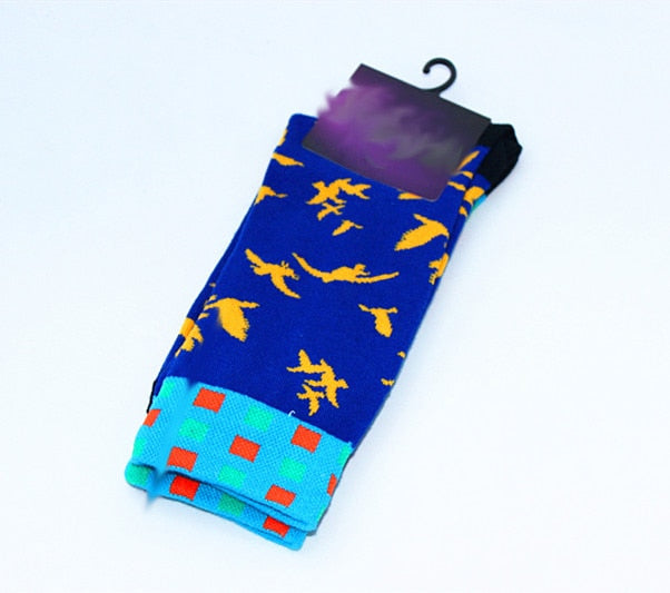 New Mens sock Brand Cactus Panda Monkey Pattern Hip hop Cool Socks for Men Winter Thick Long Skate Funny Socks Colorful EUR40-47