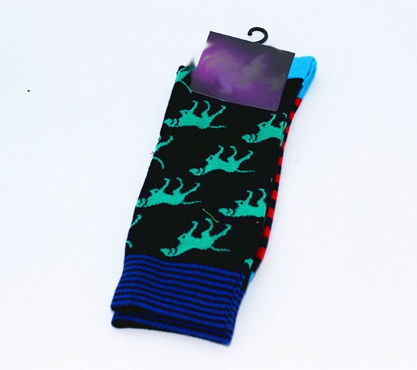 New Mens sock Brand Cactus Panda Monkey Pattern Hip hop Cool Socks for Men Winter Thick Long Skate Funny Socks Colorful EUR40-47