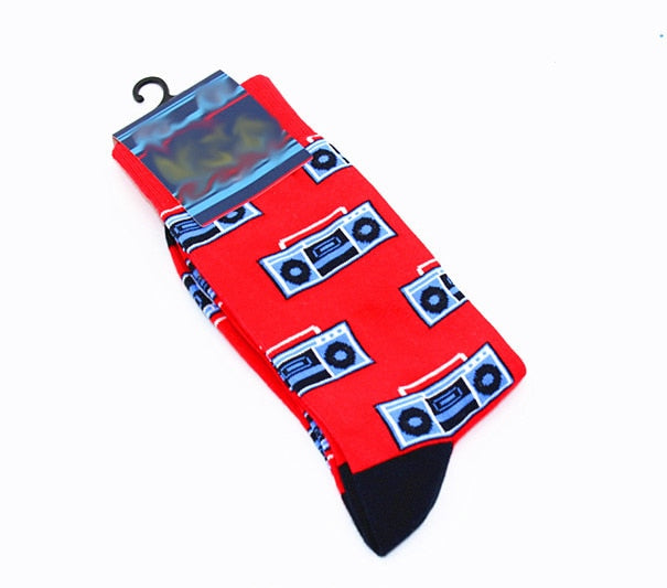 New Mens sock Brand Cactus Panda Monkey Pattern Hip hop Cool Socks for Men Winter Thick Long Skate Funny Socks Colorful EUR40-47