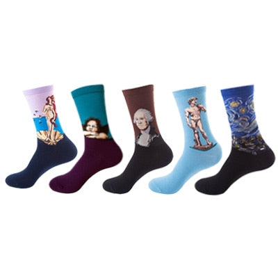 Women's Cotton Funny Art Socks With Print Cute Spring Autumn Happy Socks With Avocado Sushi Harajuku Fashion Socks 5Pairs/Lot