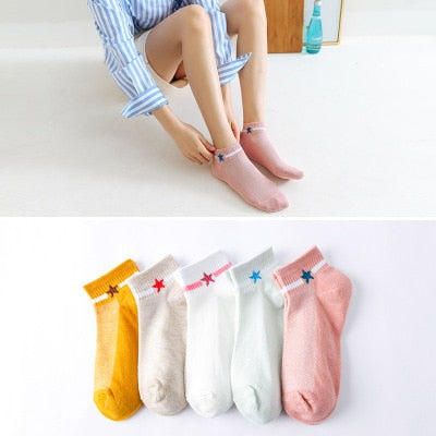 Women's Cotton Happy Funny Invisible Socks With Print Cartoon Animal Casual Short Socks Cute Summer Thin Ankle Socks 5 Pairs/Lot