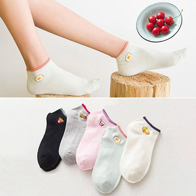 Women's Cotton Happy Funny Invisible Socks With Print Cartoon Animal Casual Short Socks Cute Summer Thin Ankle Socks 5 Pairs/Lot