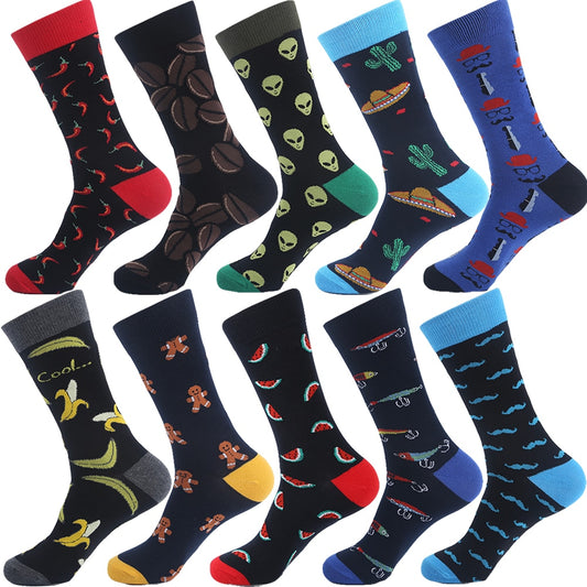 Men's Socks Hip Pop Fruit Banana Coffee Beans Alien Long Cool Skate Sock