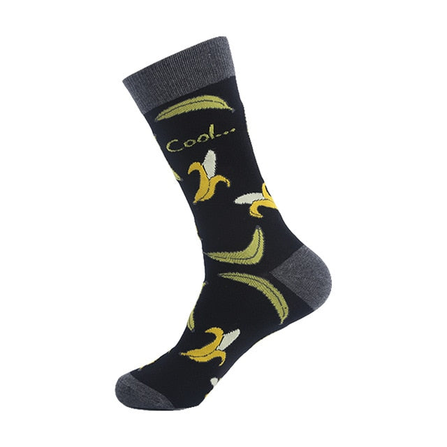 Men's Socks Hip Pop Fruit Banana Coffee Beans Alien Long Cool Skate Sock