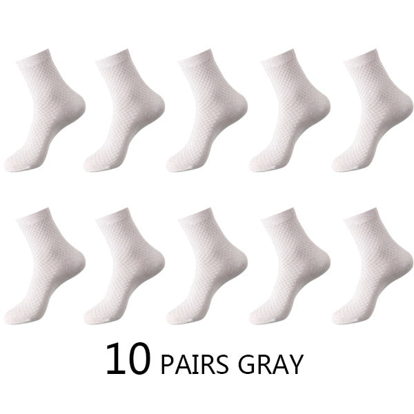 Men Fiber Socks Breathable Compression Long Socks Business Casual Male