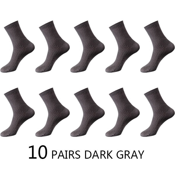 Men Fiber Socks Breathable Compression Long Socks Business Casual Male