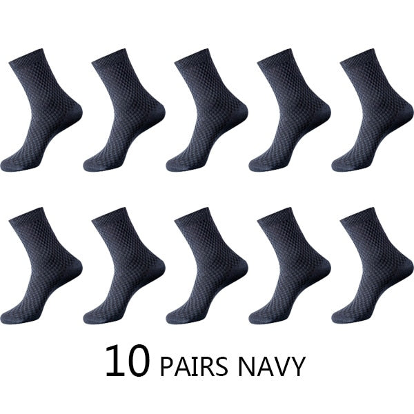 Men Fiber Socks Breathable Compression Long Socks Business Casual Male