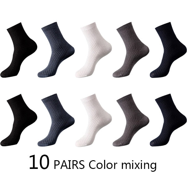 Men Fiber Socks Breathable Compression Long Socks Business Casual Male