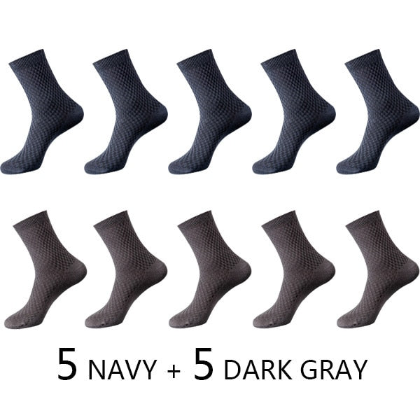 Men Fiber Socks Breathable Compression Long Socks Business Casual Male