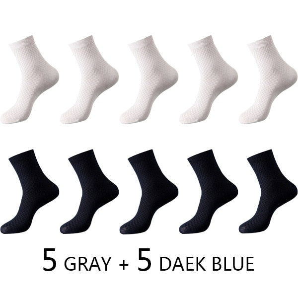 Men Fiber Socks Breathable Compression Long Socks Business Casual Male