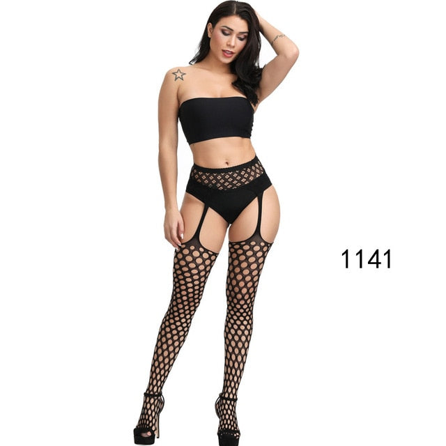 New Arrival Solid Stockings Women Sexy Thigh High Fishnet Nylon Long Socks Sex Belt Standard Over Knee Socks Sexy Lingerie