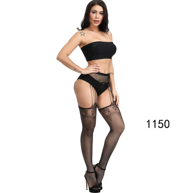 New Arrival Solid Stockings Women Sexy Thigh High Fishnet Nylon Long Socks Sex Belt Standard Over Knee Socks Sexy Lingerie