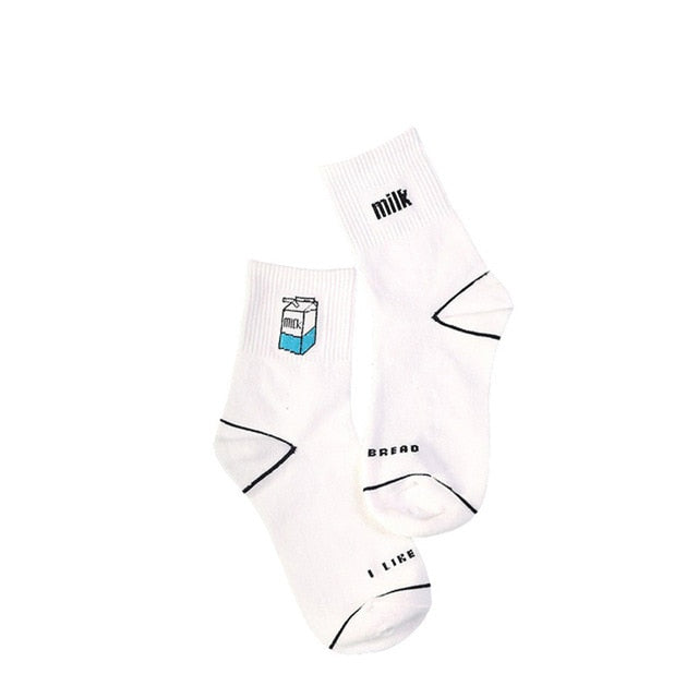 Women Daily Socks Harajuku Korea Japanese Cotton Kitten Flame Ulzzang Socks Men Chinese Cactus Gun Shark Alien Christmas Socks
