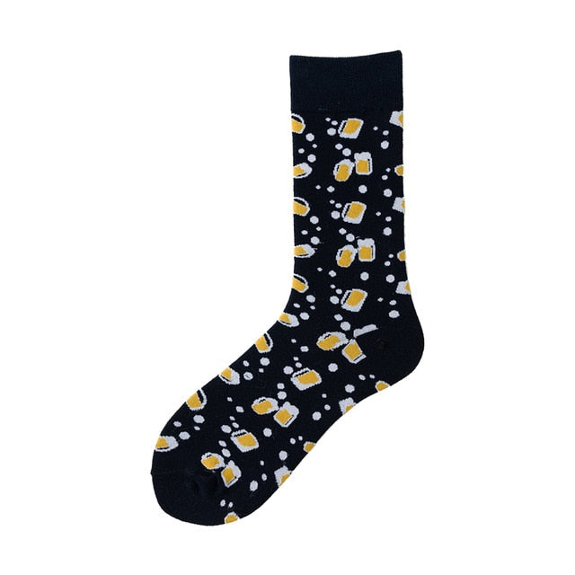 Men Graphic Socks Combed Cotton Omelette Frog Crazy Burger Sock