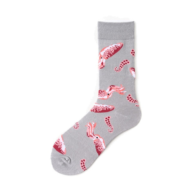Men Graphic Socks Combed Cotton Omelette Frog Crazy Burger Sock