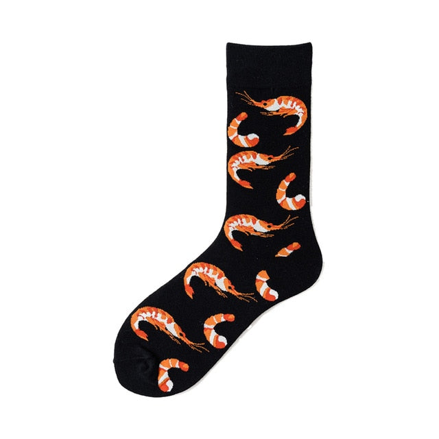 Men Graphic Socks Combed Cotton Omelette Frog Crazy Burger Sock