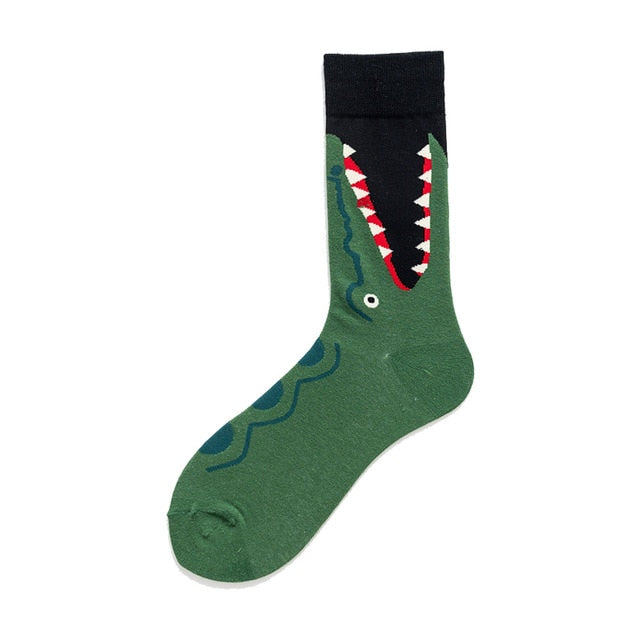 Men Graphic Socks Combed Cotton Omelette Frog Crazy Burger Sock