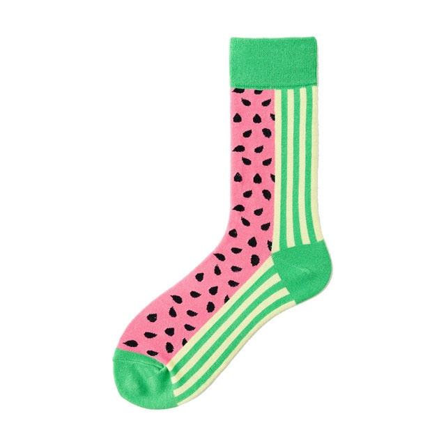 Men Graphic Socks Combed Cotton Omelette Frog Crazy Burger Sock