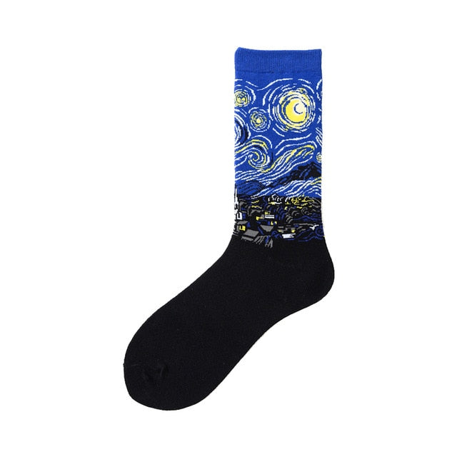 Men Graphic Socks Combed Cotton Omelette Frog Crazy Burger Sock