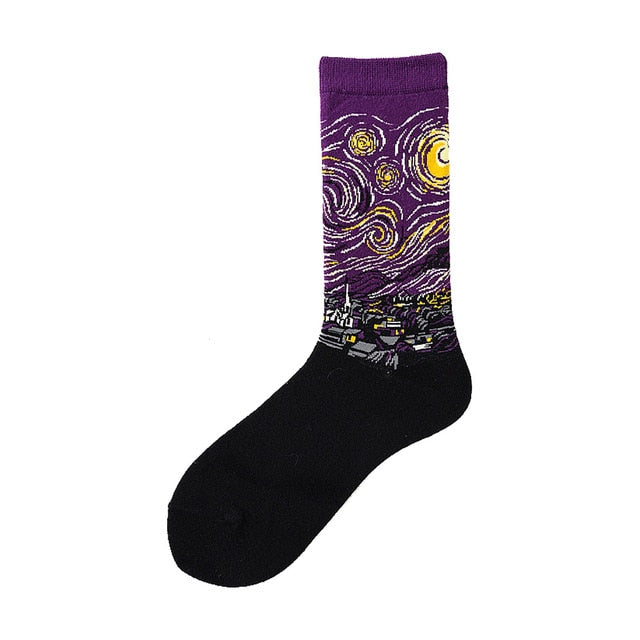Men Graphic Socks Combed Cotton Omelette Frog Crazy Burger Sock
