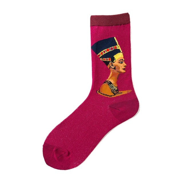 Men Graphic Socks Combed Cotton Omelette Frog Crazy Burger Sock
