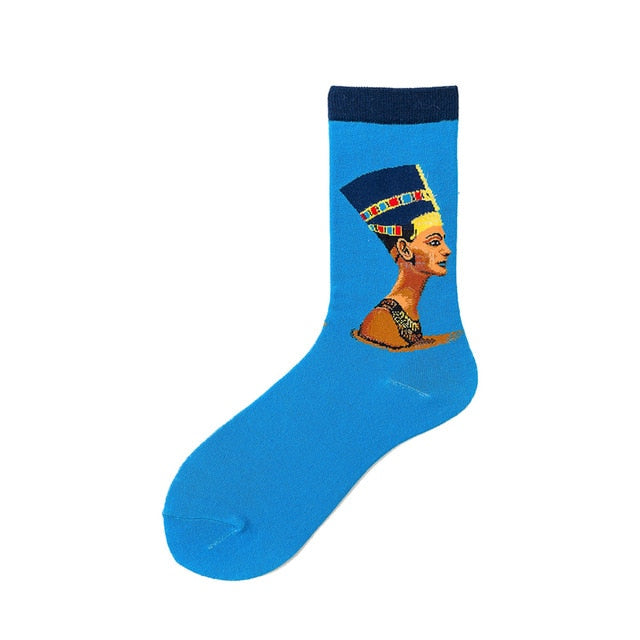 Men Graphic Socks Combed Cotton Omelette Frog Crazy Burger Sock