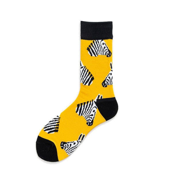 Men Graphic Socks Combed Cotton Omelette Frog Crazy Burger Sock