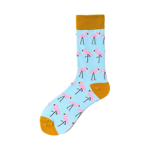 Men Graphic Socks Combed Cotton Omelette Frog Crazy Burger Sock