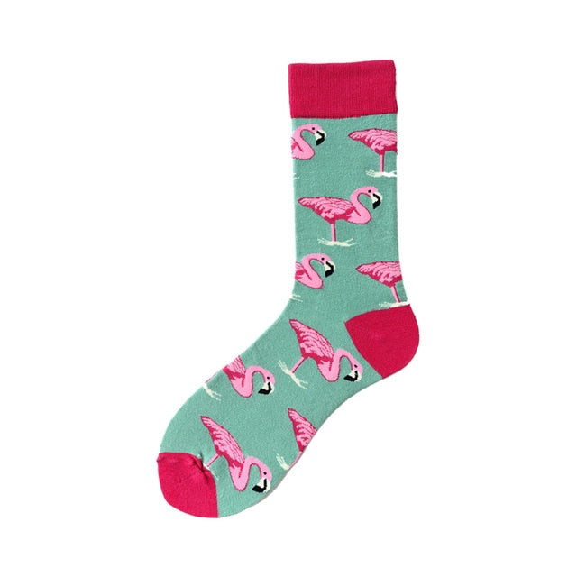 Men Graphic Socks Combed Cotton Omelette Frog Crazy Burger Sock