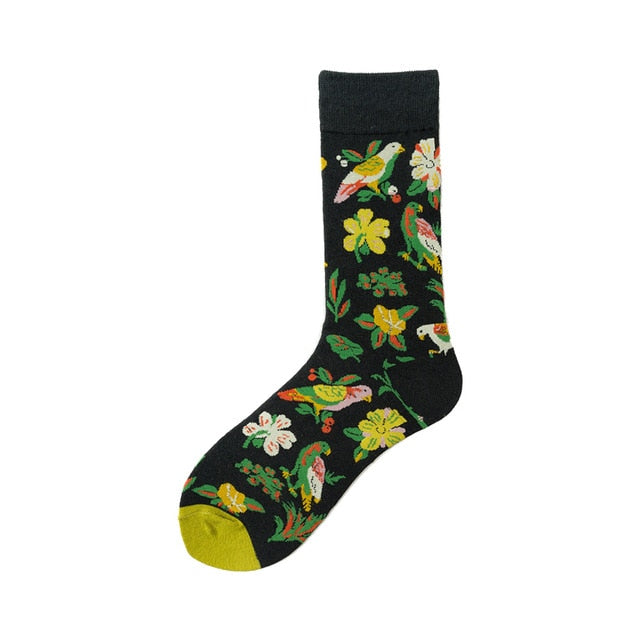 Men Graphic Socks Combed Cotton Omelette Frog Crazy Burger Sock