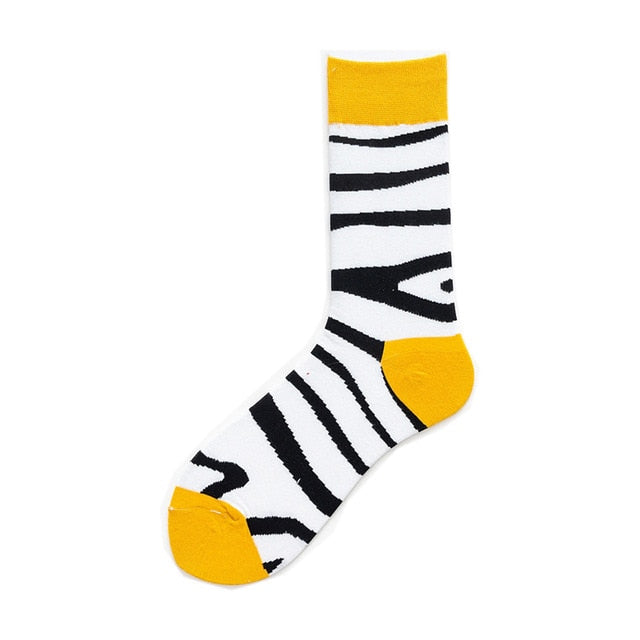 Men Graphic Socks Combed Cotton Omelette Frog Crazy Burger Sock