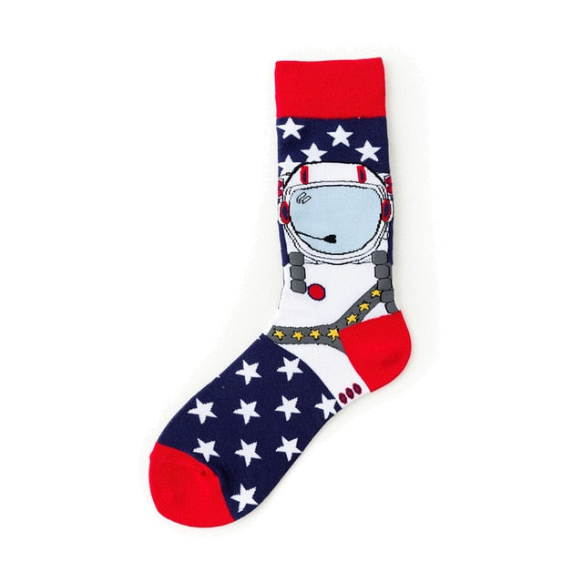 Men Graphic Socks Combed Cotton Omelette Frog Crazy Burger Sock