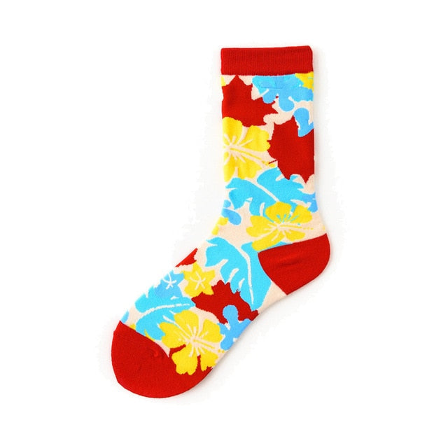 Men Graphic Socks Combed Cotton Omelette Frog Crazy Burger Sock