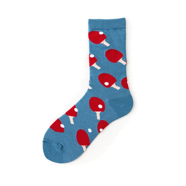 Men Graphic Socks Combed Cotton Omelette Frog Crazy Burger Sock