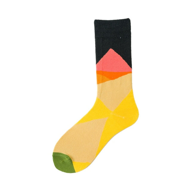 Men Graphic Socks Combed Cotton Omelette Frog Crazy Burger Sock
