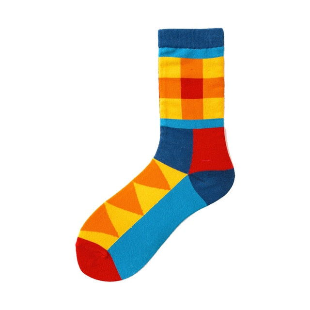 Men Graphic Socks Combed Cotton Omelette Frog Crazy Burger Sock
