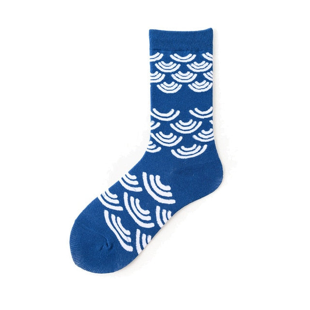 Men Graphic Socks Combed Cotton Omelette Frog Crazy Burger Sock