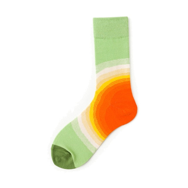 Men Graphic Socks Combed Cotton Omelette Frog Crazy Burger Sock