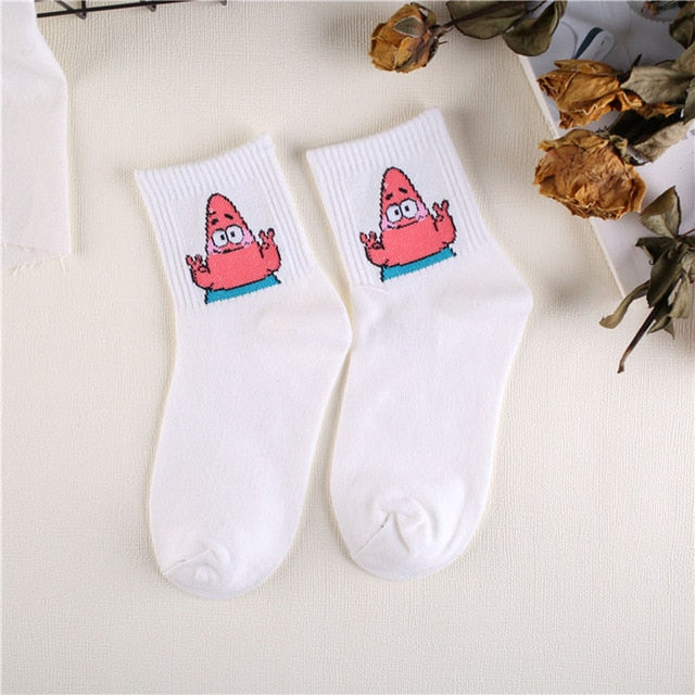 Japanese Kawaii Women Animals Cartoon Tube Socks Cute Egg Rabbit Panther Cotton Long Socks Female and Ladies Pink Milk White Sox